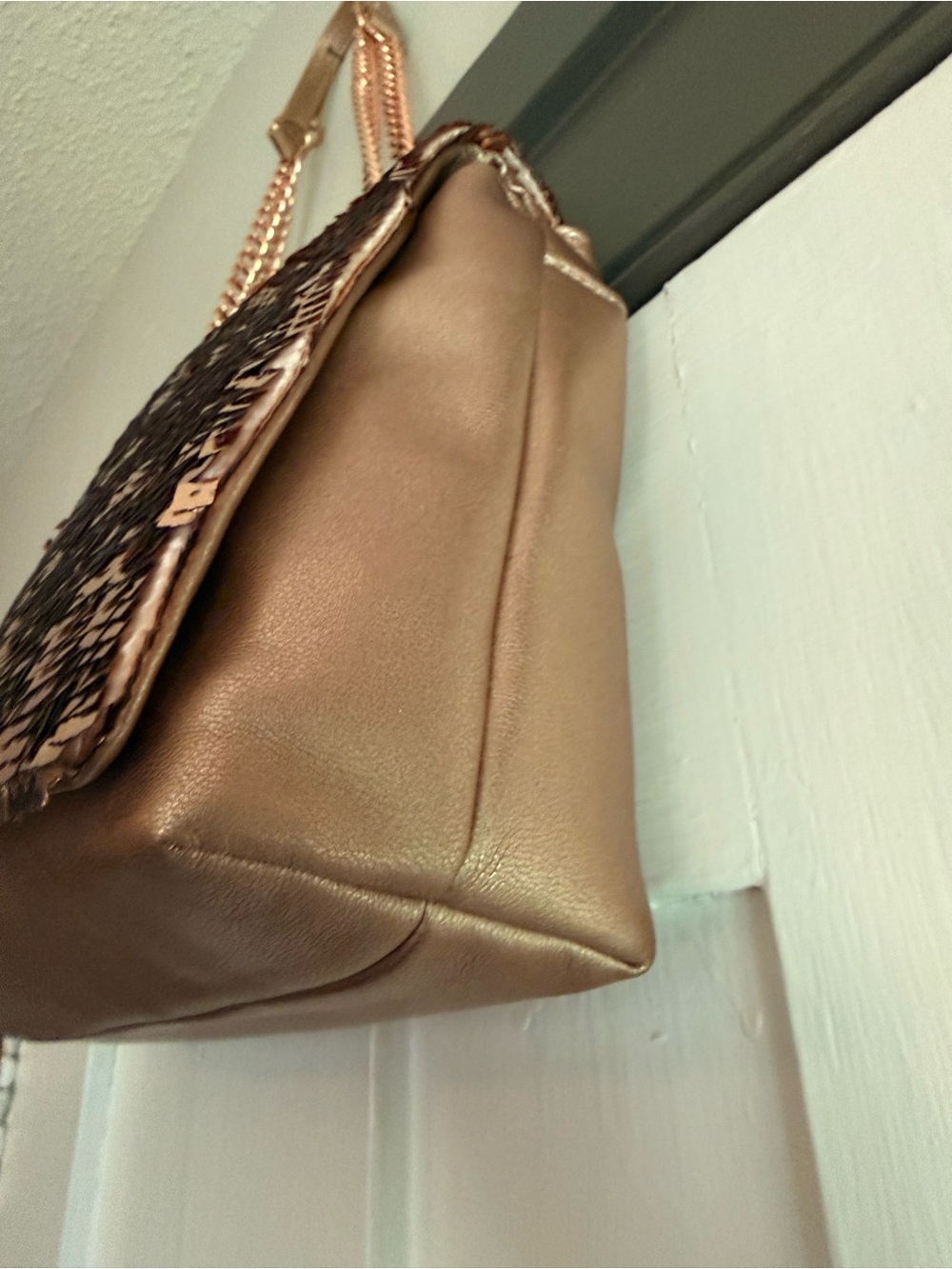 INC International Concepts Rose Gold Sequin Shoulder Bag - Picture 5 of 10